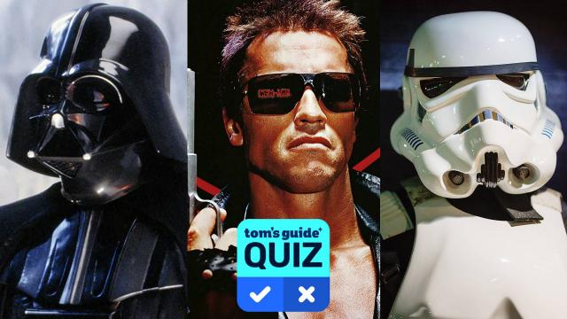 Darth Vader in "Star Wars," Arnold Schwarzenegger in "The Terminator," and a Stormtrooper in "Star Wars"